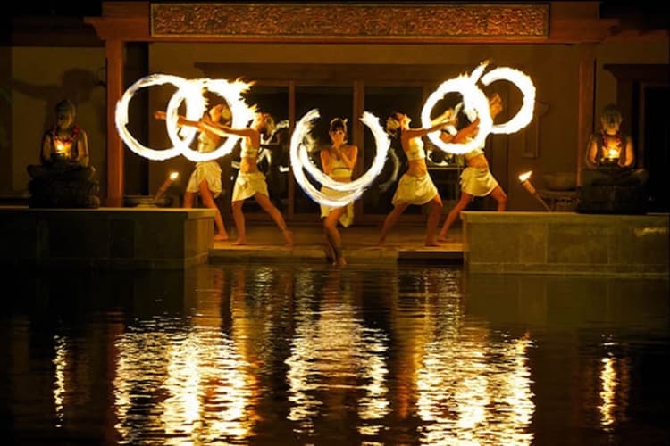 Fire dancer in action